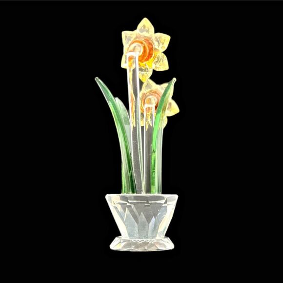 Crystal World Miniature Daffodils Figurine Made USA Easter Cottage Core Collect - Picture 3 of 7